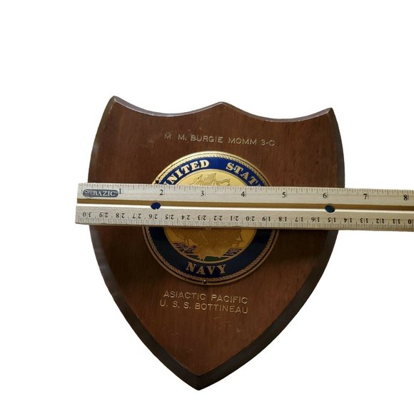 USS Bottineau Metal Wood Navy Plaque, WWII M.M. Burgie MoMM 3-C - Picture 6 of 6